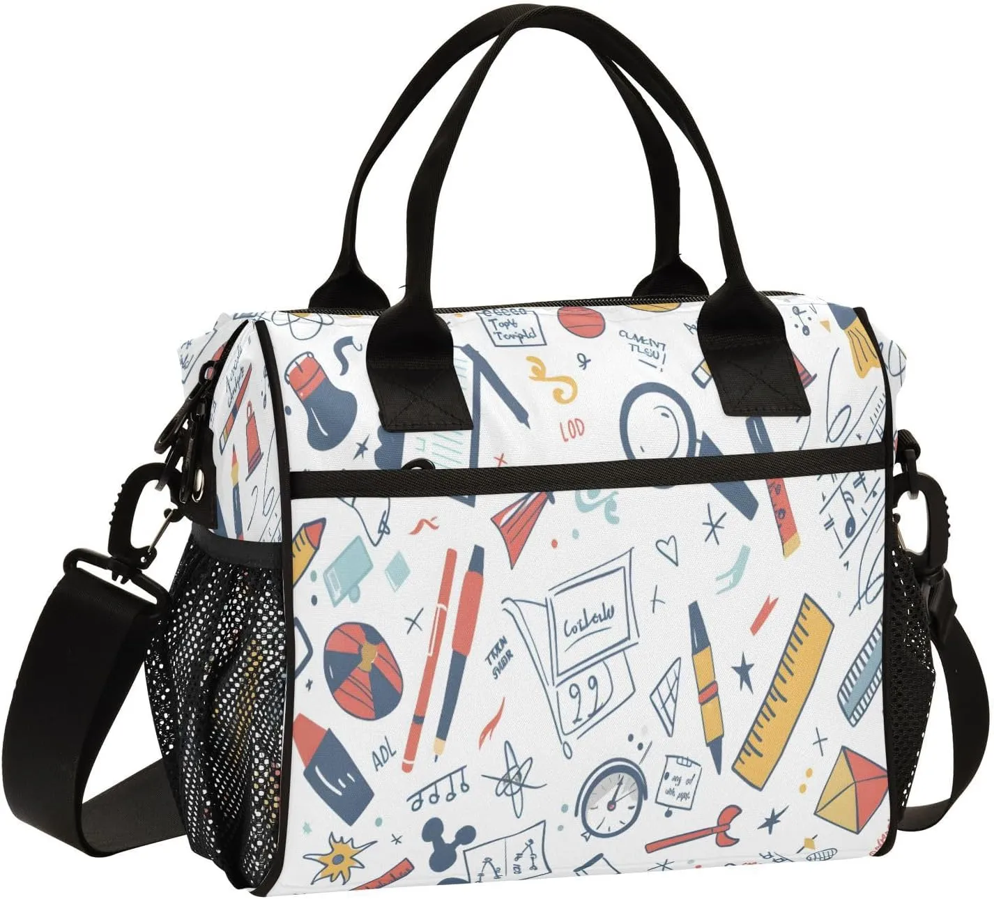 Math Topic Science Large Lunch Box for Men Women Adults Insulated Lunch Bag Cooler Bag with Adjustable Shoulder Strap for Work Picnic Travel