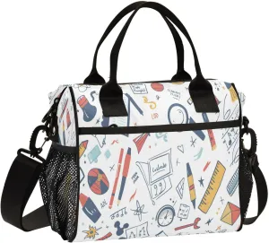 Math Topic Science Large Lunch Box for Men Women Adults Insulated Lunch Bag Cooler Bag with Adjustable Shoulder Strap for Work Picnic Travel