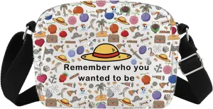 MBMSO Luffy Gifts Crossbody Bag Devil Fruit Gifts Pirates Crossbody Purse Remember Who You Want to Be Piece Anime Merchandise