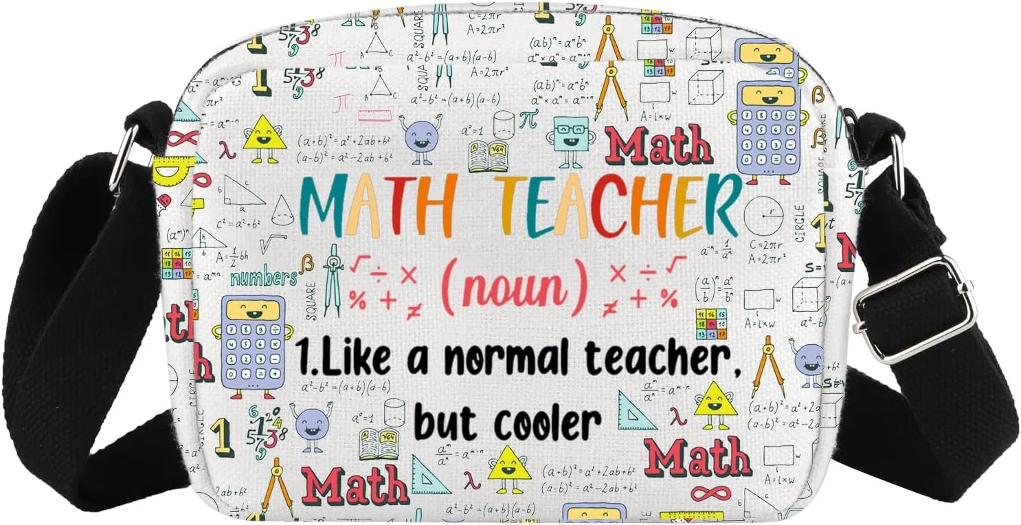 MBMSO Math Teacher Crossbody Bag Math Appreciation Gift for Mathematics Teacher Like a Normal Teacher but Cooler Shoulder Bag
