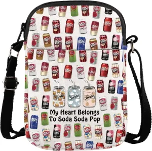 MBMSO Soda Crossbody Bag Soda Lover Gifts My Heart Belongs to Soda Soda Pop Crossbody Purse Soda Gift for Soda Drinker