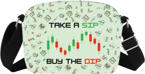 MBMSO Stock Market Gift Take a Sip and Buy the Dip Crossbody Bag for Trader Investor Stock Trading Gifts for Investing Lovers