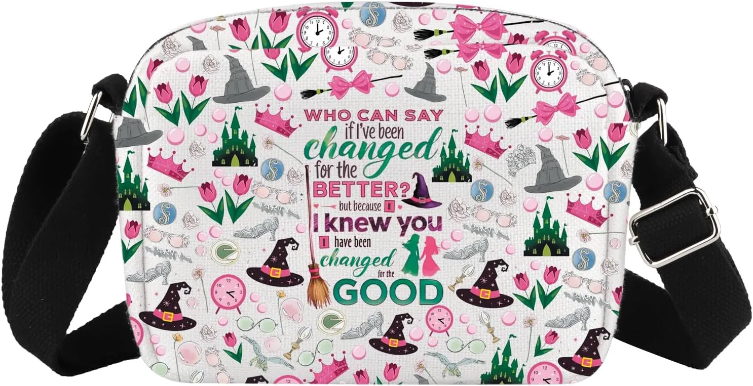 MBMSO Witch Musical Inspired Crossbody Bag Changed for Good Gift for Wizard Movie Fans Witchcraft Gift Glinda and Elphaba Bag