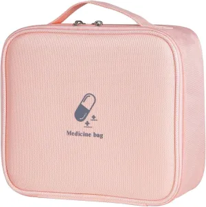 Medicine Bag for Traveling - Splash-Resistant, Hard Plastic Reinforced Edges, Oxford Fabric - Medical Supply Organizer Ideal for Everyday Home Use and Travel (Pink)