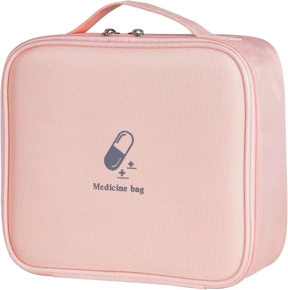 Medicine Bag for Traveling - Splash-Resistant, Hard Plastic Reinforced Edges, Oxford Fabric - Medical Supply Organizer Ideal for Everyday Home Use and Travel (Pink)