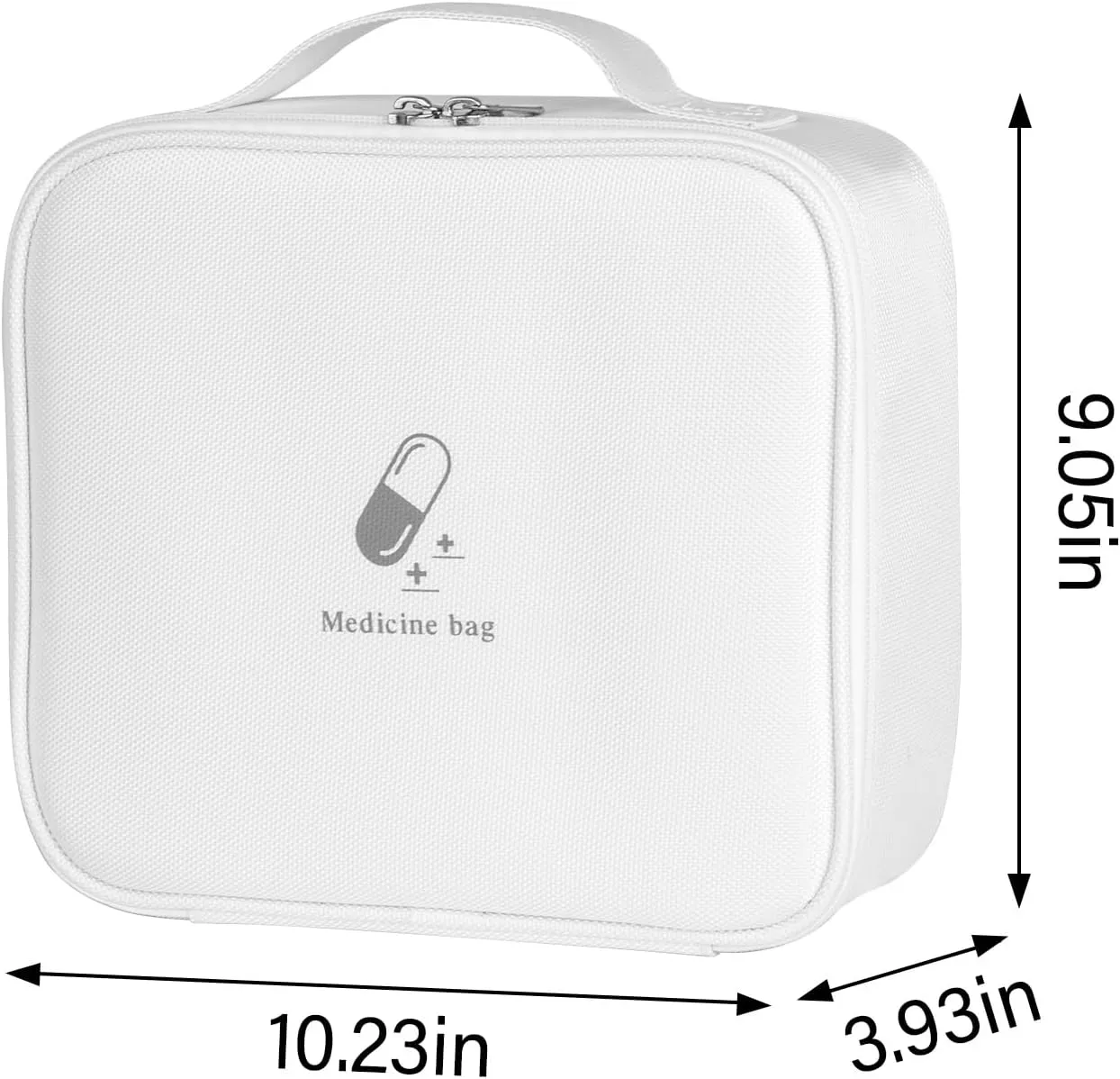 Medicine Bag for Traveling - Splash-Resistant, Hard Plastic Reinforced Edges, Oxford Fabric - Medical Supply Organizer Ideal for Everyday Home Use and Travel (White)
