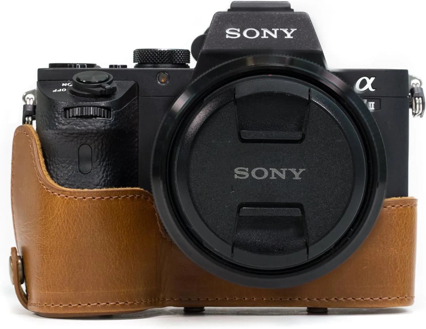 MegaGear Ever Ready Protective Leather Camera Case, Bag for Sony Alpha a7 II, a7R II, & a7S II Mirrorless Digital Camera and Lenses (Light Brown) (MG526)