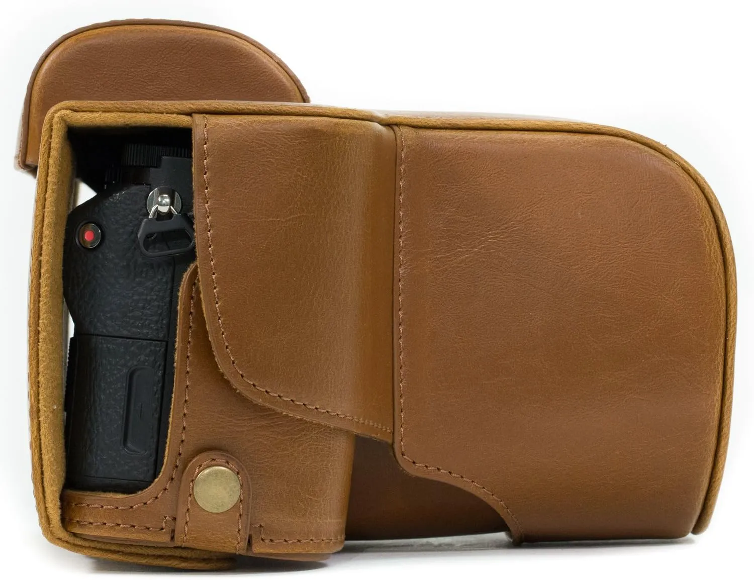 MegaGear Ever Ready Protective Leather Camera Case, Bag for Sony Alpha a7 II, a7R II, & a7S II Mirrorless Digital Camera and Lenses (Light Brown) (MG526)