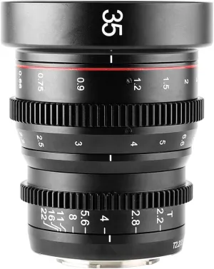 Meike 35mm T2.2 Mini Manual Focus Wide-Angle Cinema Lens for M43 Micro Four Thirds MFT Mount Cameras BMPCC 4K ZCAM E2