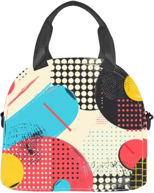 Memphis style retro revival Lunch Box for Women Men Adult Freezable Insulated Lunch Tote Bag for Work With Shoulder Strap Soft Large Small Cooler Bag Pail