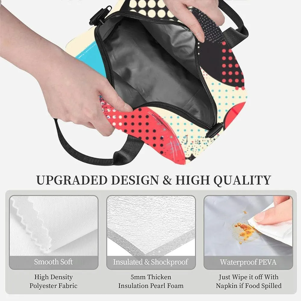 Memphis style retro revival Lunch Box for Women Men Adult Freezable Insulated Lunch Tote Bag for Work With Shoulder Strap Soft Large Small Cooler Bag Pail