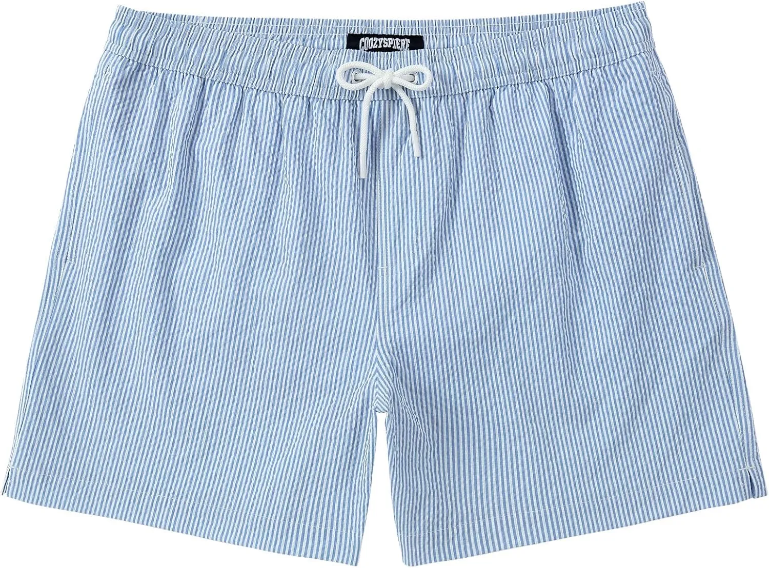 Men's Swim Shorts 5 inch Seersucker Swimming Trunks for Men Swim Suits Beach Shorts