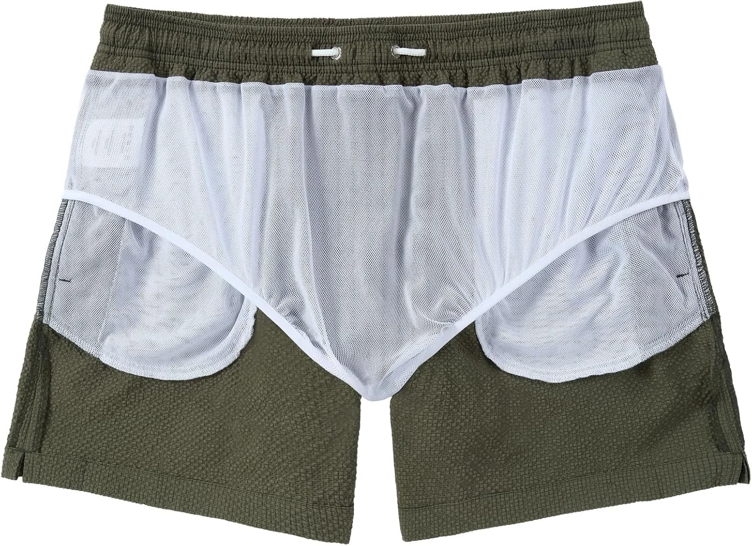 Men's Swim Shorts 5 inch Seersucker Swimming Trunks for Men Swim Suits Beach Shorts