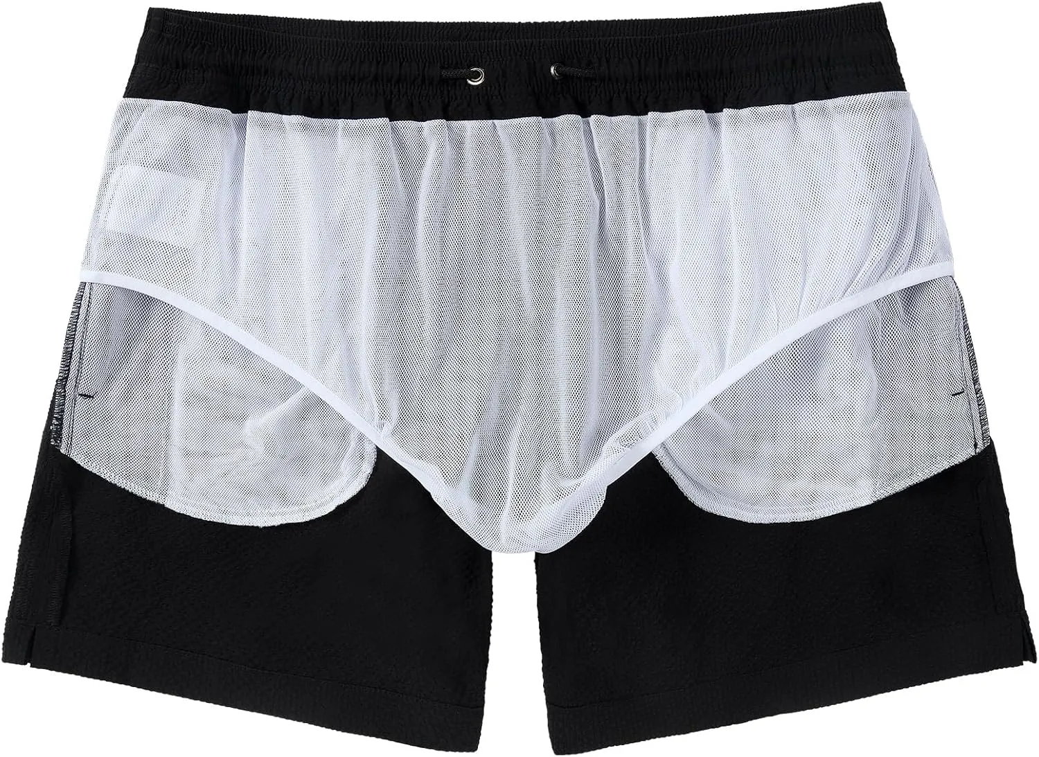 Men's Swim Shorts 5 inch Seersucker Swimming Trunks for Men Swim Suits Beach Shorts