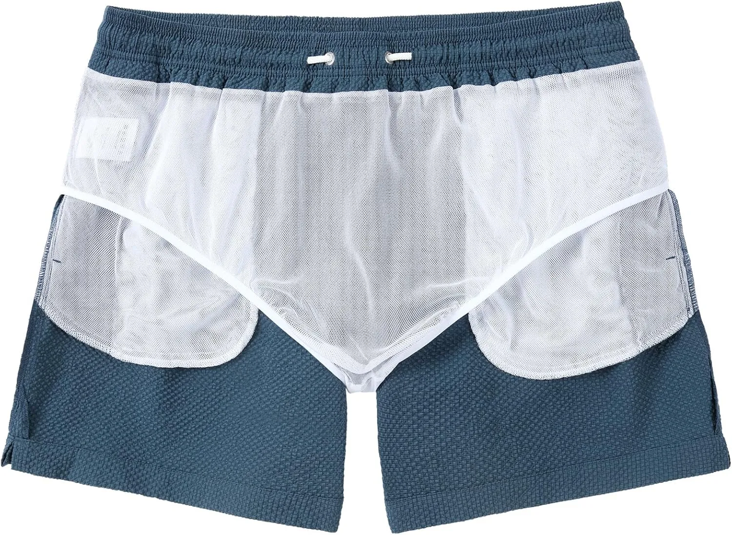 Men's Swim Shorts 5 inch Seersucker Swimming Trunks for Men Swim Suits Beach Shorts