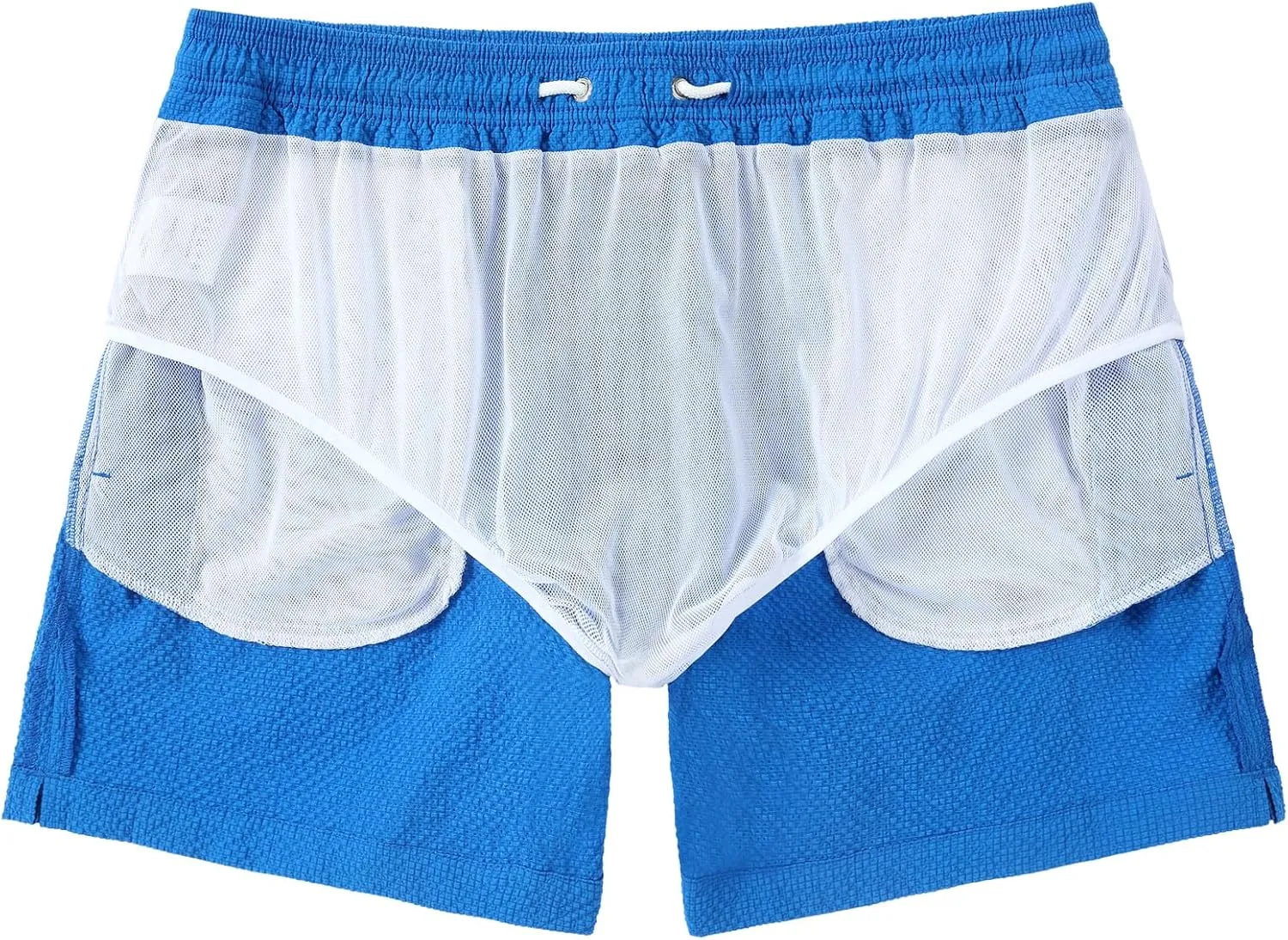 Men's Swim Shorts 5 inch Seersucker Swimming Trunks for Men Swim Suits Beach Shorts