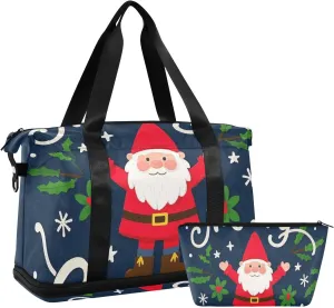 Merry Christmas Cartoon Dwarfs Large Bag Gym Bag with Toiletry Bag for Business Trips Waterproof