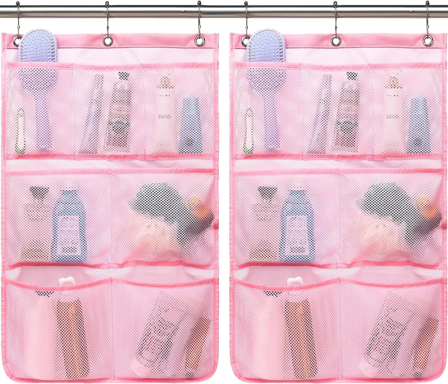 Mesh Shower Caddy Hanging, Quick-Drying Shower Organizer with 7 Pockets, Portable Bathroom Organizers and Storage for Shampoo, Soap, Loofah, Travel, and Cruise Essentials
