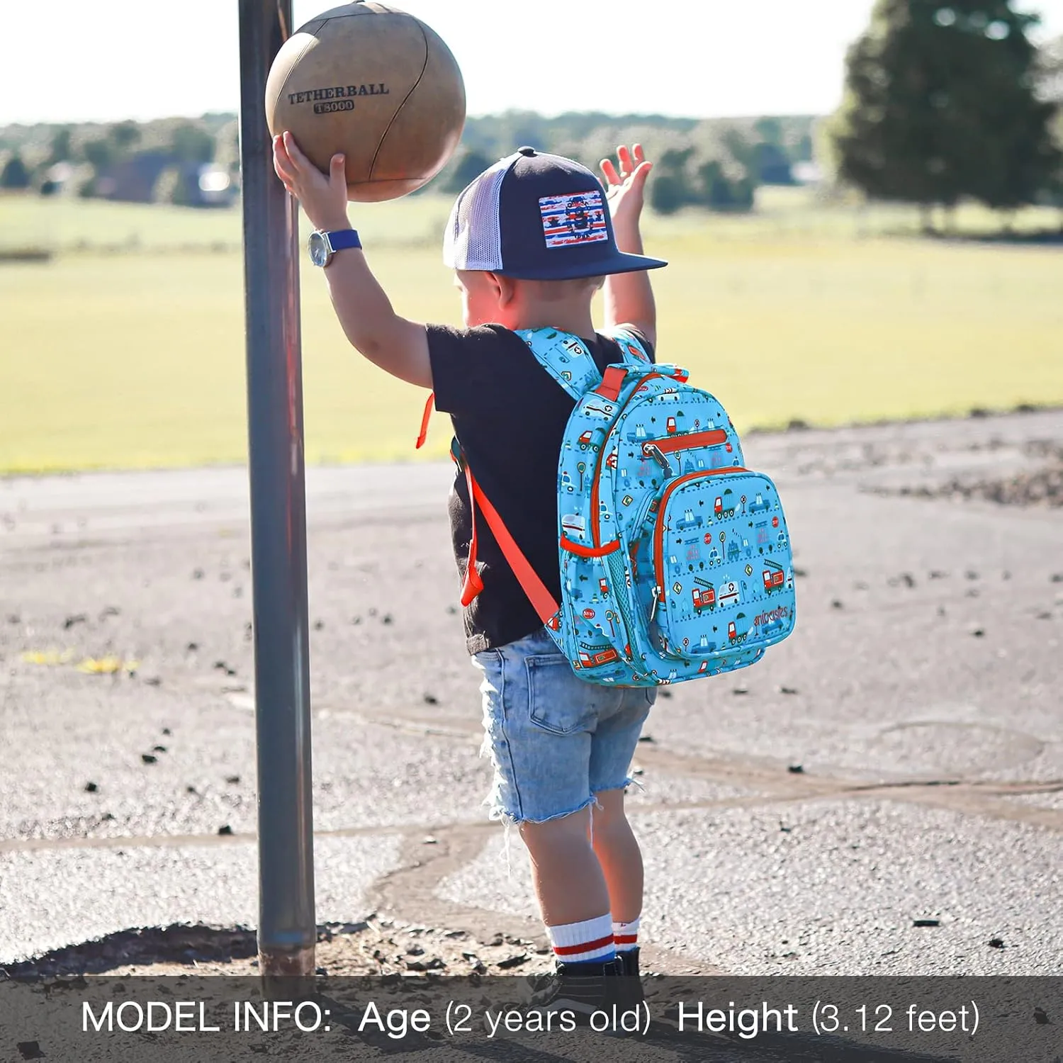 mibasies Toddler Backpack for Boys 2-4: Cute Kids Backpacks Boys - Preschool Kindergarten Backpack - Car
