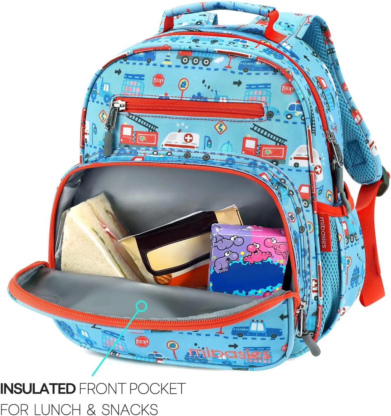 mibasies Toddler Backpack for Boys 2-4: Cute Kids Backpacks Boys - Preschool Kindergarten Backpack - Car