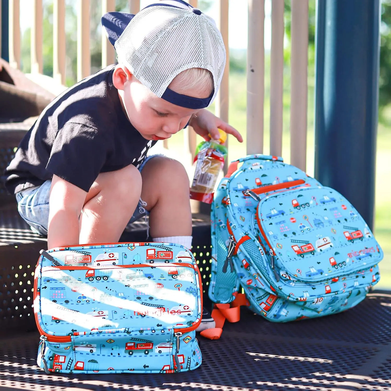 mibasies Toddler Backpack for Boys 2-4: Cute Kids Backpacks Boys - Preschool Kindergarten Backpack - Car