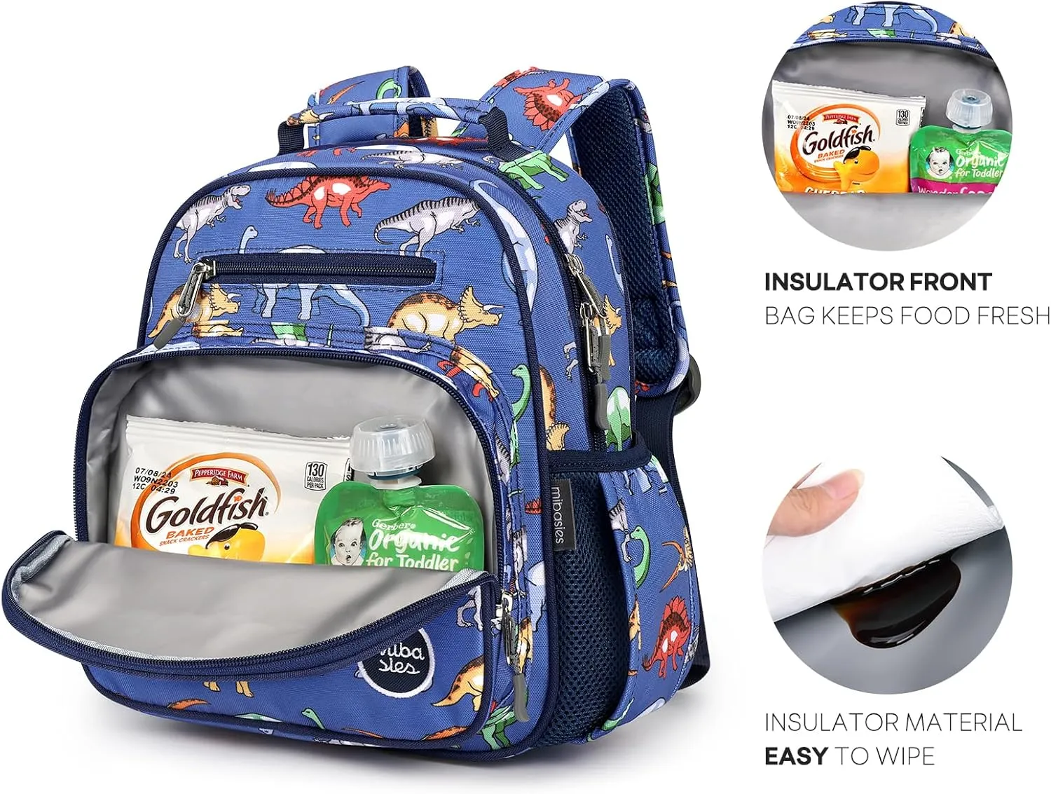 mibasies Toddler Backpack for Boys 2-4: Cute Kids Backpacks Boys - Preschool Kindergarten Backpack - Dinosaur MidnightBlue