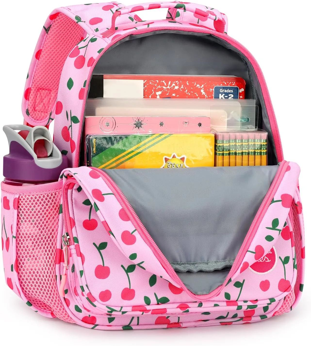 mibasies Toddler Backpack for Girls 2-4: Cute Kids Backpacks for Girls - Preschool Kindergarten Backpack - Cherry Pink
