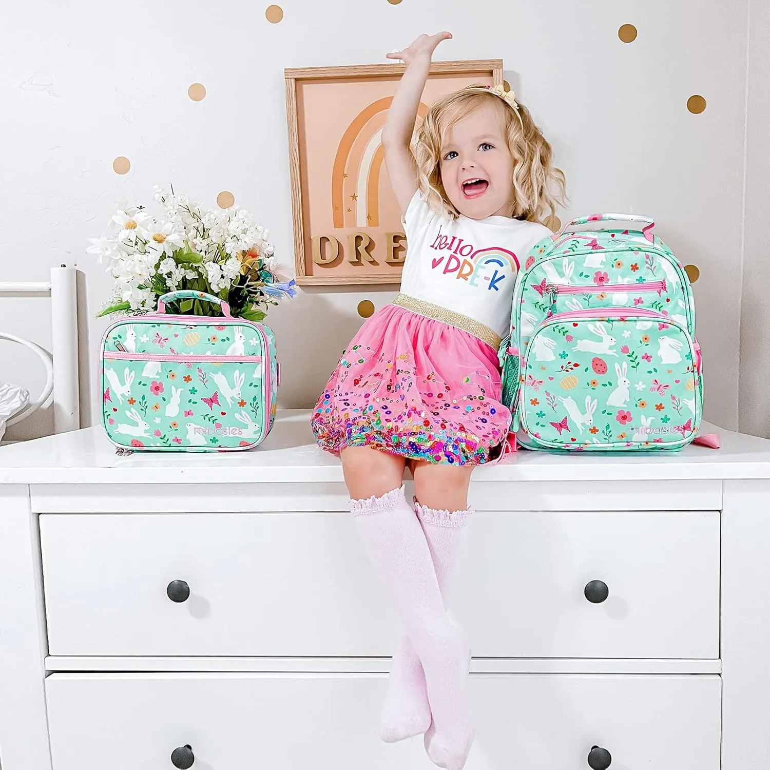 mibasies Toddler Backpack for Girls 2-4: Cute Kids Backpacks for Girls - Preschool Kindergarten Backpack - Rabbit