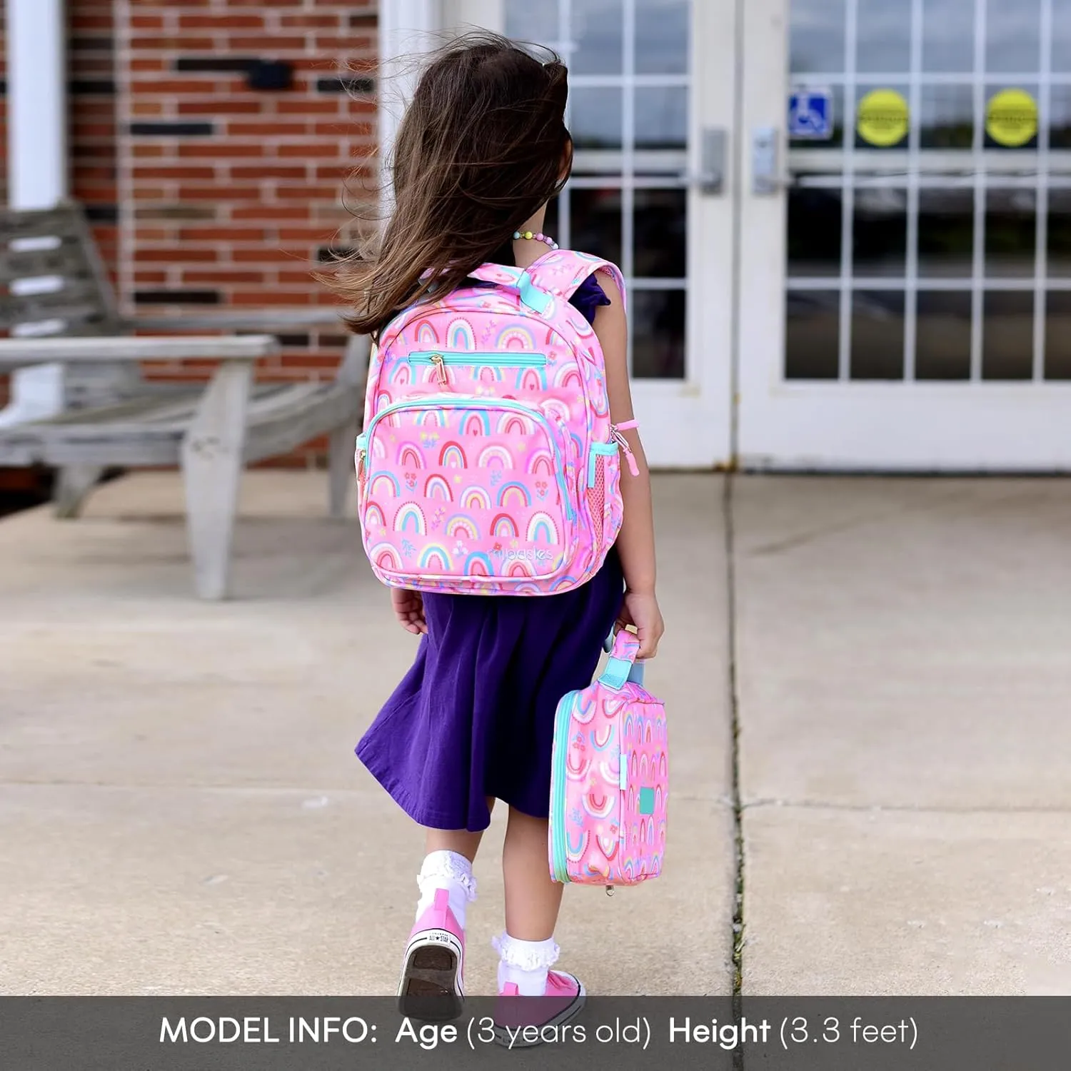 mibasies Toddler Backpack for Girls 2-4: Cute Kids Backpacks for Girls - Preschool Kindergarten Backpack - Rainbow Pink