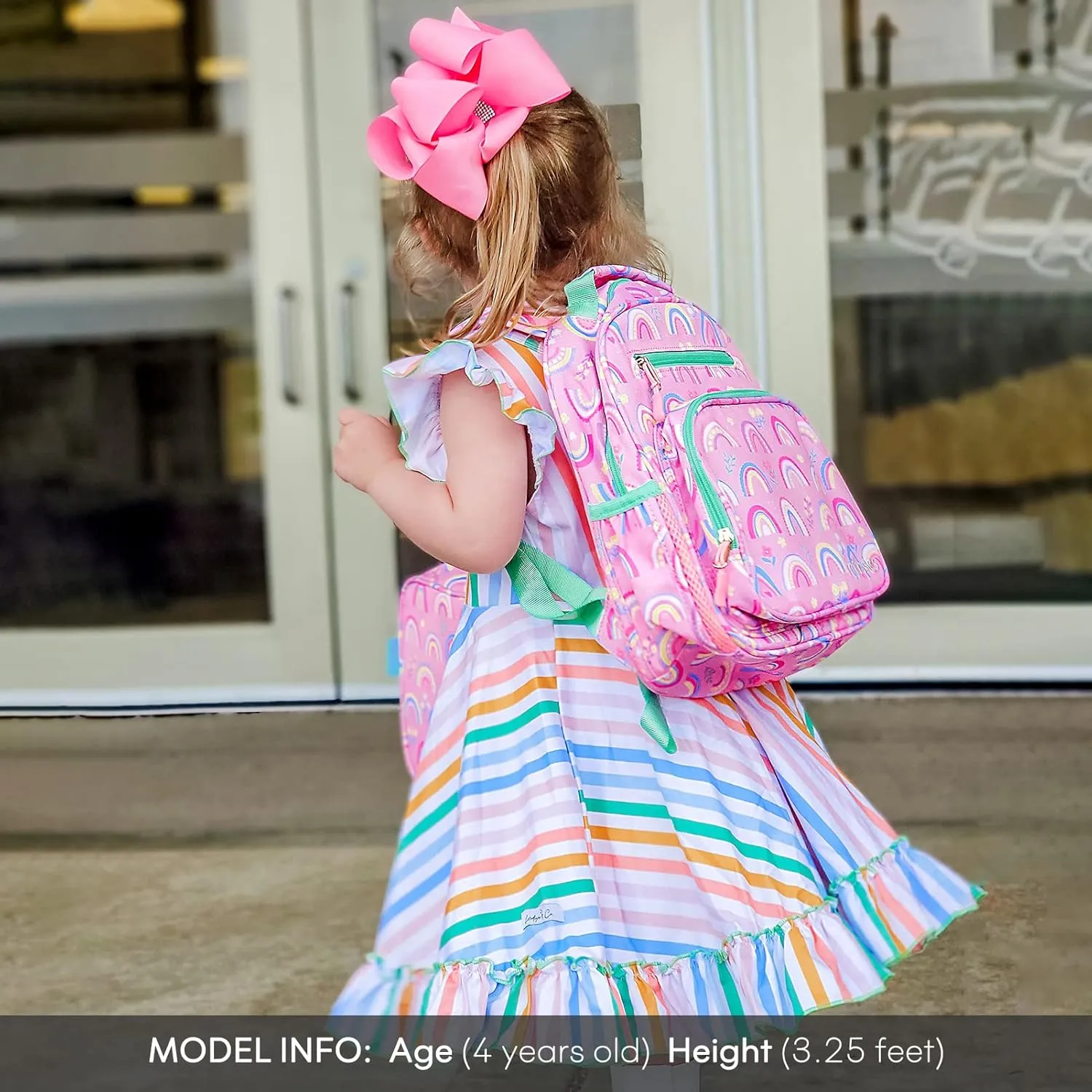 mibasies Toddler Backpack for Girls 2-4: Cute Kids Backpacks for Girls - Preschool Kindergarten Backpack - Rainbow Pink