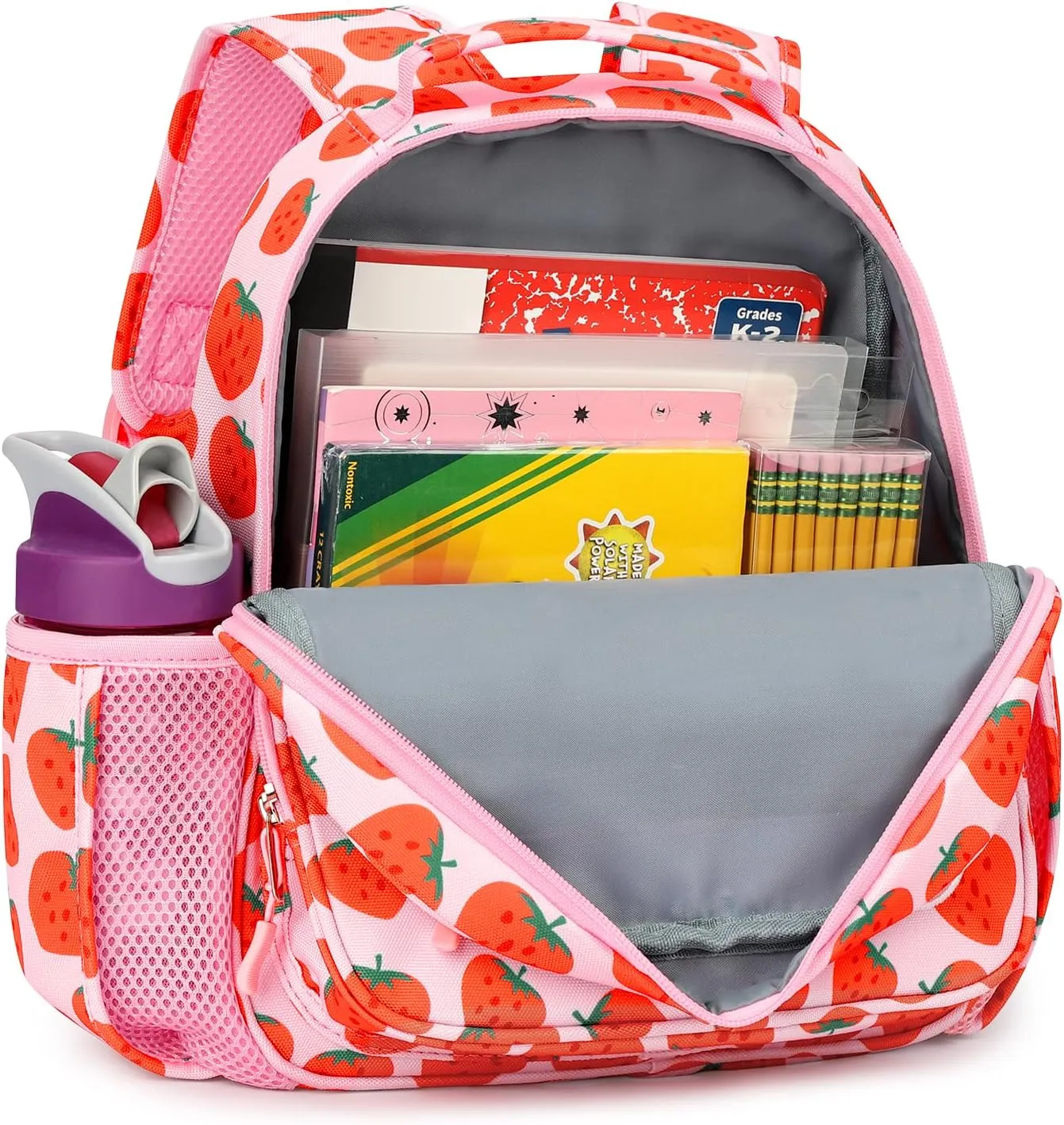 mibasies Toddler Backpack for Girls 2-4: Cute Kids Backpacks for Girls - Preschool Kindergarten Backpack - Strawberry Pink