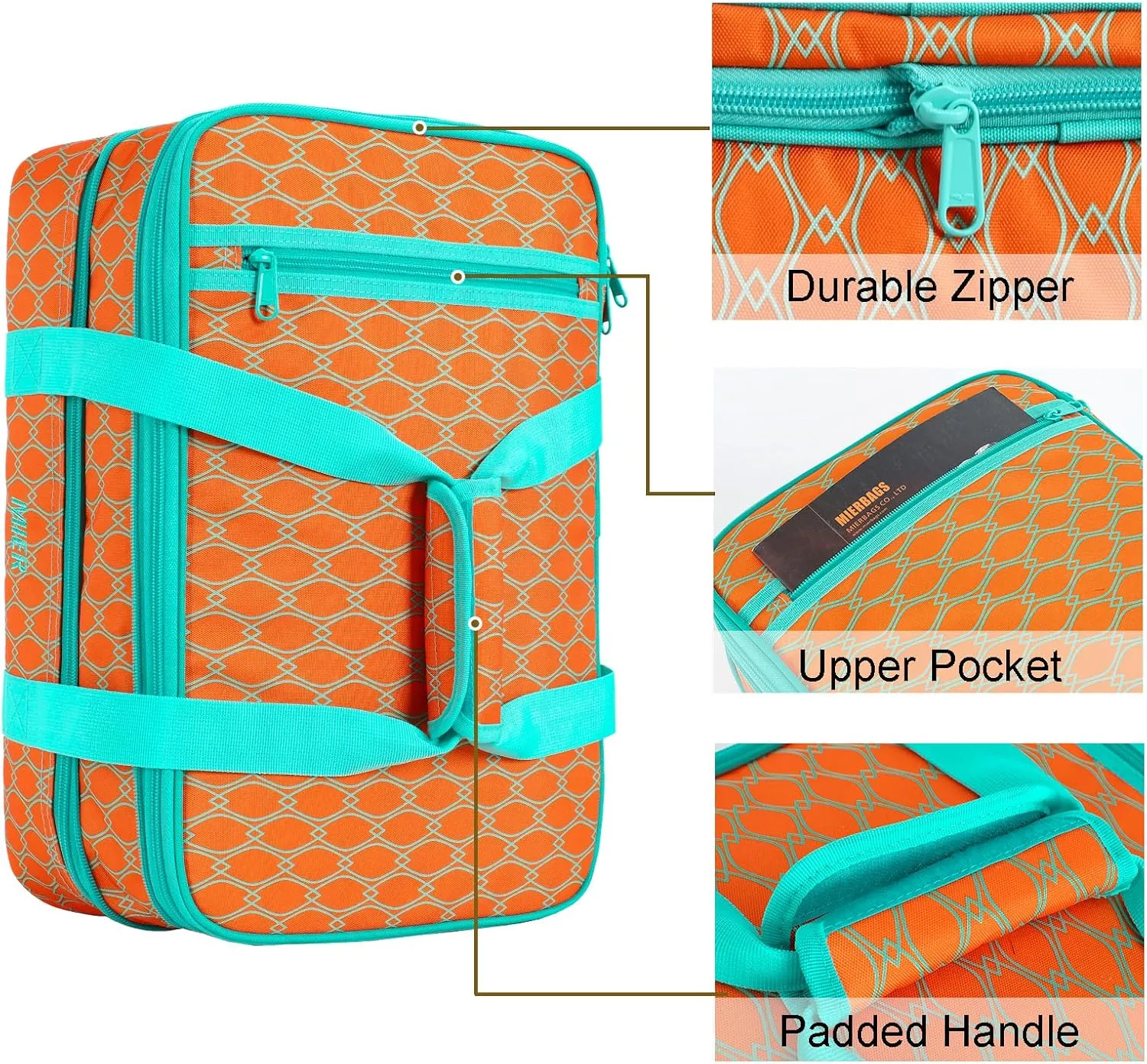 MIER Insulated Double Casserole Carrier Thermal Lunch Tote for Potluck Parties, Picnic, Beach, Fits 9 x 13 Inches Casserole Dish, Expandable by Mid Zipper, Orange
