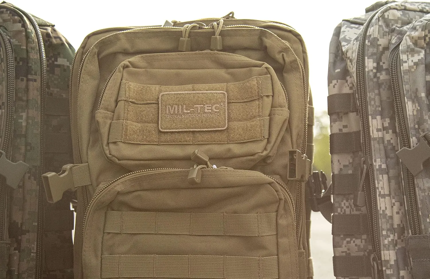 Mil-Tec Unisex Assault Pack - Rugged Durable Lightweight Ergonomic Versatile Tactical Outdoor Camping Hiking Backpack with Adjustable Padded Shoulder Straps & MOLLE Loops, Coyote, 36L