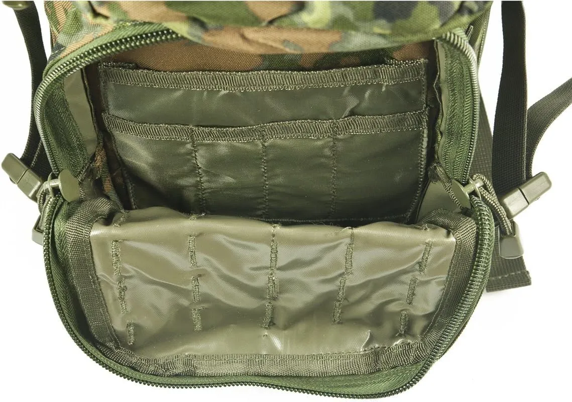 Mil-Tec Unisex Assault Pack - Rugged Durable Lightweight Ergonomic Versatile Tactical Outdoor Camping Hiking Backpack with Adjustable Padded Shoulder Straps & MOLLE Loops, Flecktarn Camo, 20L