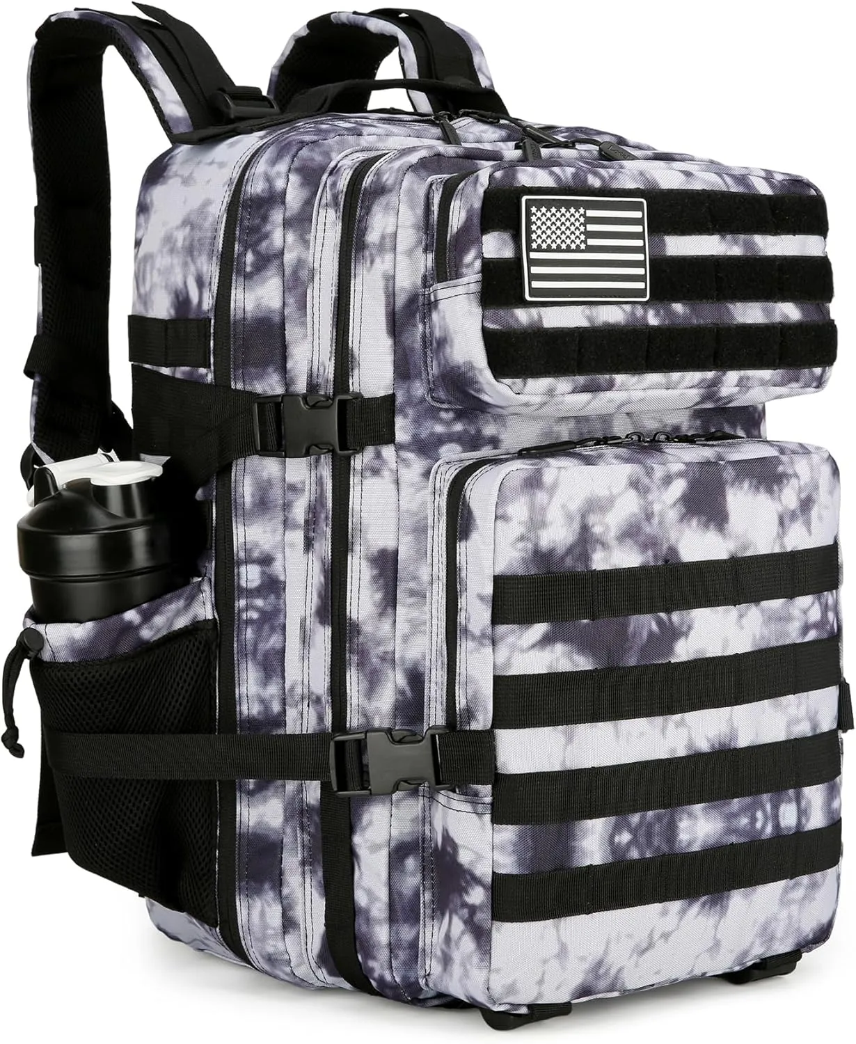 Military Backpack for Men 45L Tactical Assault Backpack 3 day Assault Pack with Molle Waterproof Bag Rucksack-Purple White