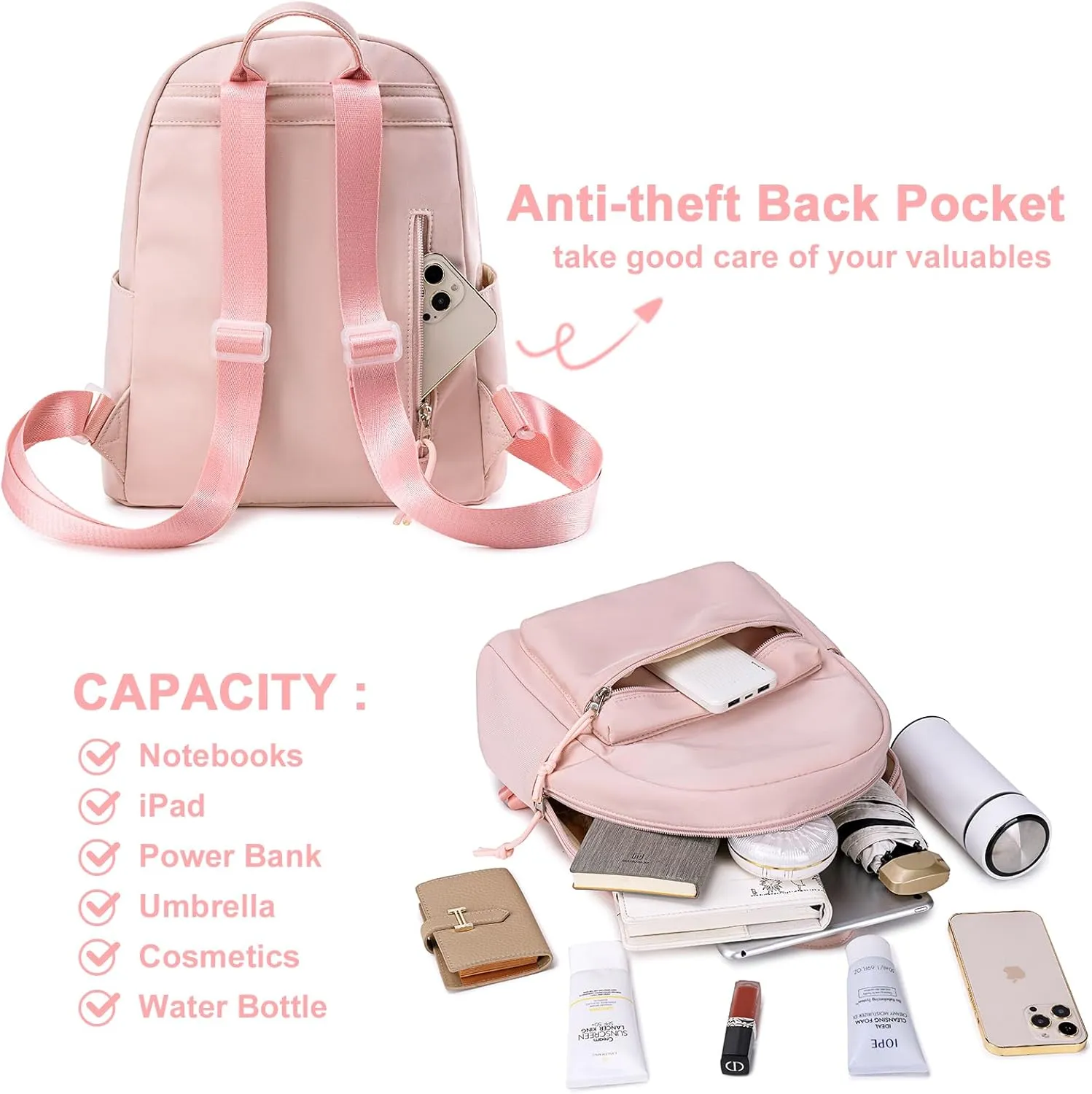 Mini Backpack Women Girls Water-resistant Small Backpack Purse Shoulder Bag for Womens Adult Kids School Travel