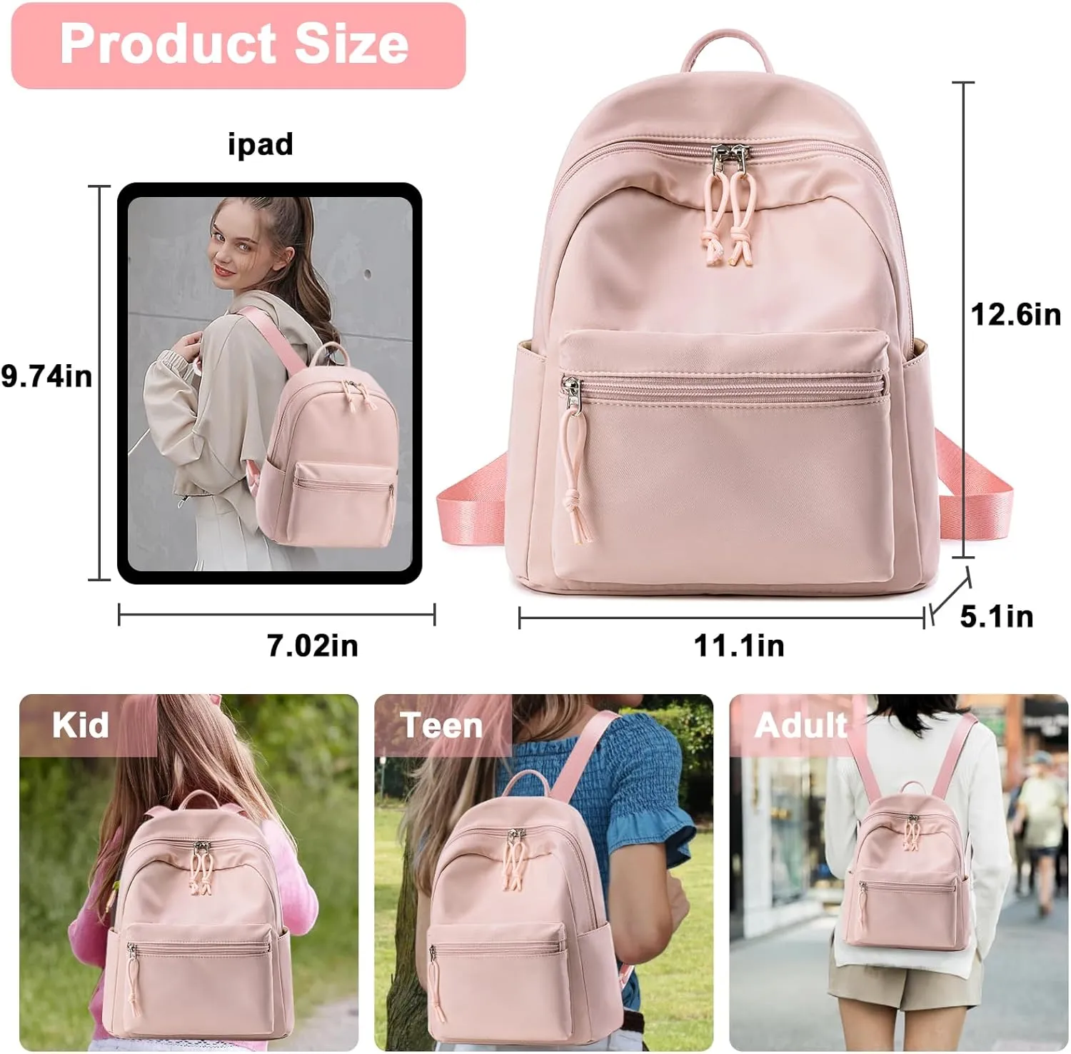 Mini Backpack Women Girls Water-resistant Small Backpack Purse Shoulder Bag for Womens Adult Kids School Travel