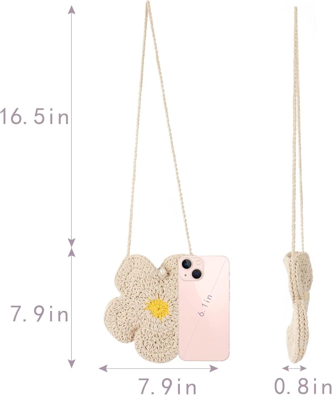 Mini Crossbody Shoulder Bag Fashion Flower Handbag Girls Small Wallet Coin Purse,Beige