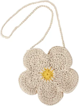 Mini Crossbody Shoulder Bag Fashion Flower Handbag Girls Small Wallet Coin Purse,Beige