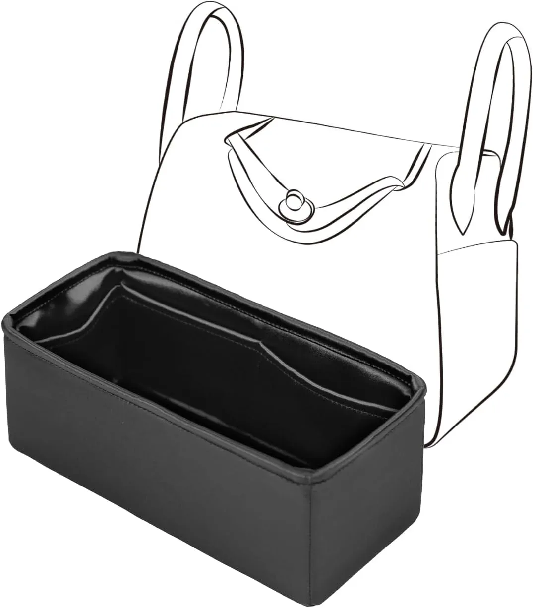 Mini Lindy Bag Insert, Purse Organizer Insert Compatible with Hermes Lindy Bag, Lightweight and Silky Smooth, Bag Insert for Lindy 19 (Mini LD19, Black)