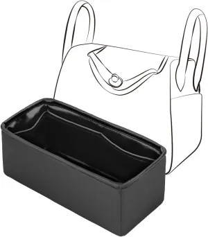 Mini Lindy Bag Insert, Purse Organizer Insert Compatible with Hermes Lindy Bag, Lightweight and Silky Smooth, Bag Insert for Lindy 19 (Mini LD19, Black)