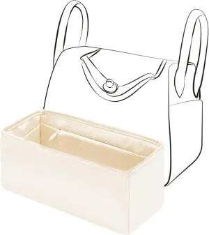 Mini Lindy Bag Insert with Zipper, Lightweight Purse Organizer Insert Compatible with Hermes Lindy Bag, Silky Smooth and Show Luxury(Mini LD19 with Zipper, Craie)