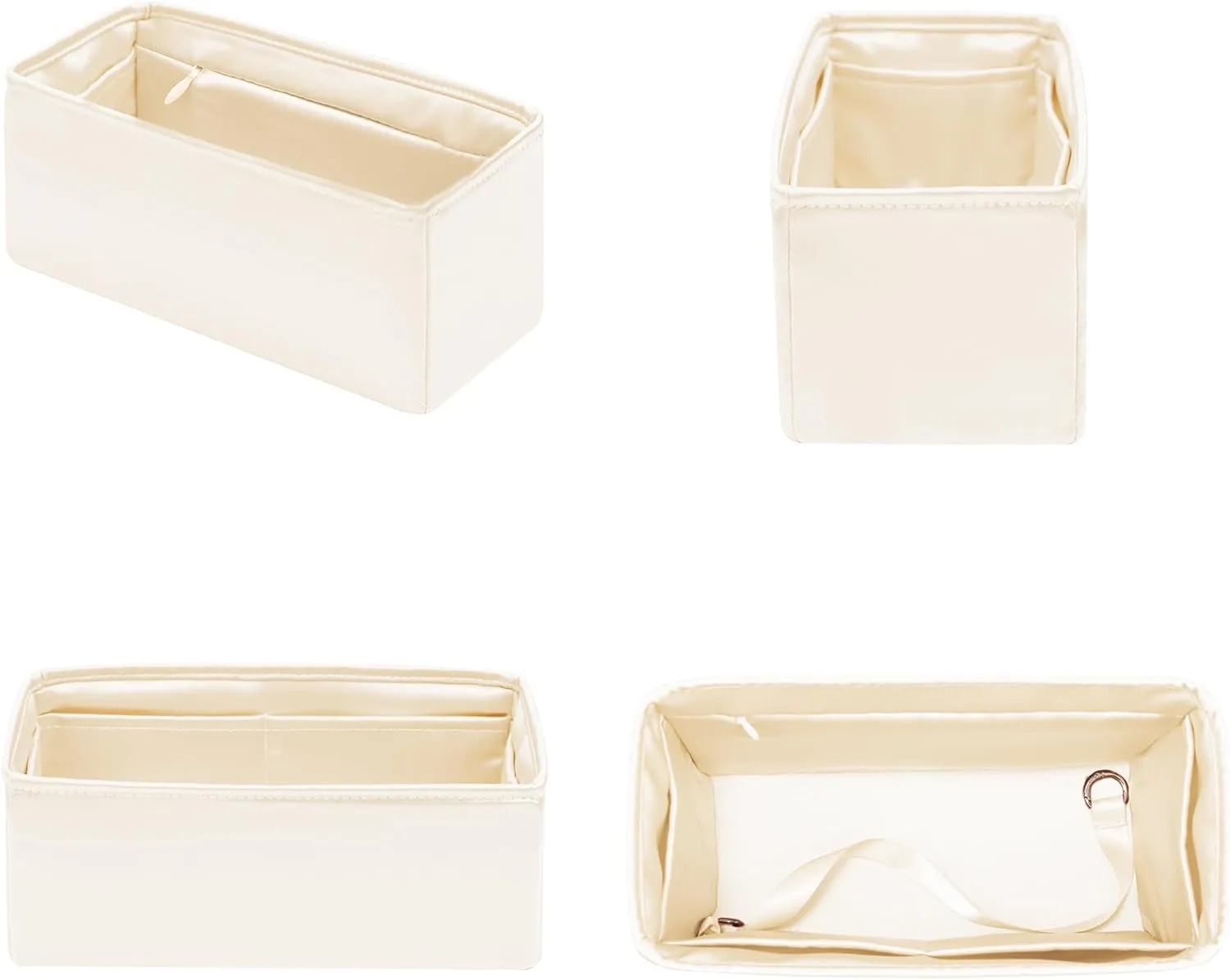Mini Lindy Bag Insert with Zipper, Lightweight Purse Organizer Insert Compatible with Hermes Lindy Bag, Silky Smooth and Show Luxury(Mini LD19 with Zipper, Craie)