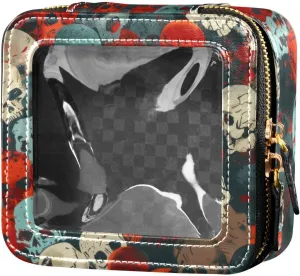Mini Makeup Bag Rainbow Skull Symphony Small Clear Makeup Bag Cute Travel Cosmetic Bag Pouch Purse Car Purse Essentials for Women Makeup Purse Organizers Toiletry Bag