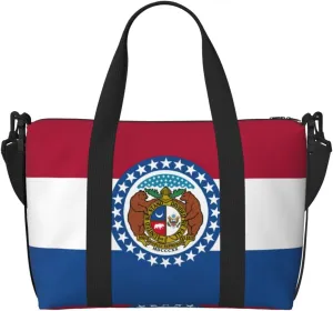 Missouri State Flag print Travel Duffel Bag Tote Carry on Luggage Bag, Sports Gym Bag Weekender Overnight Bags