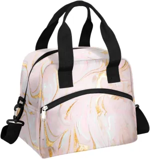 Mixed Quicksand Lunch Bag for Women Men Reusable Durable Insulated Lunch Box for Work Office Picnic Beach Hiking Lunch Tote Bag with Adjustable Shoulder Strap