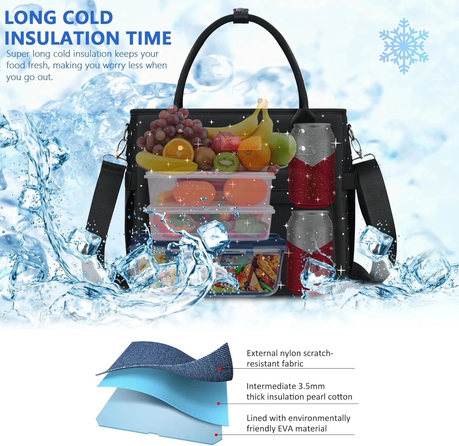 MIYCOO Lunch Bag Lunch Box Women - Leakproof Insulated Lunch Cooler Bag for Women - Large Lunch Tote Bags Adults, Black Starry Sky