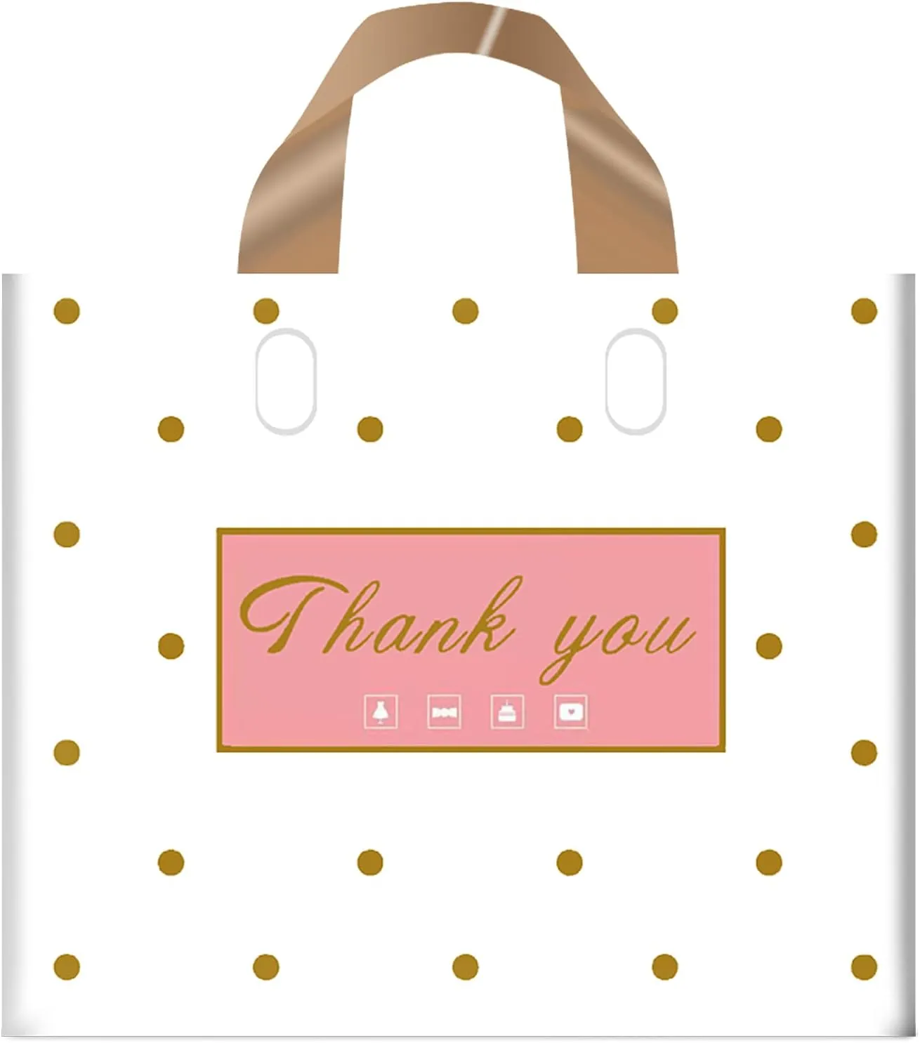 MLAFLY Thank You Bags Shopping Bags, 50 Pack Bulk Merchandise Bags Plastic Boutique Bags for Small Business Retail Bags for Customers Parties Favors Goody Bags(Polka Dot-XLarge(16"x18"))