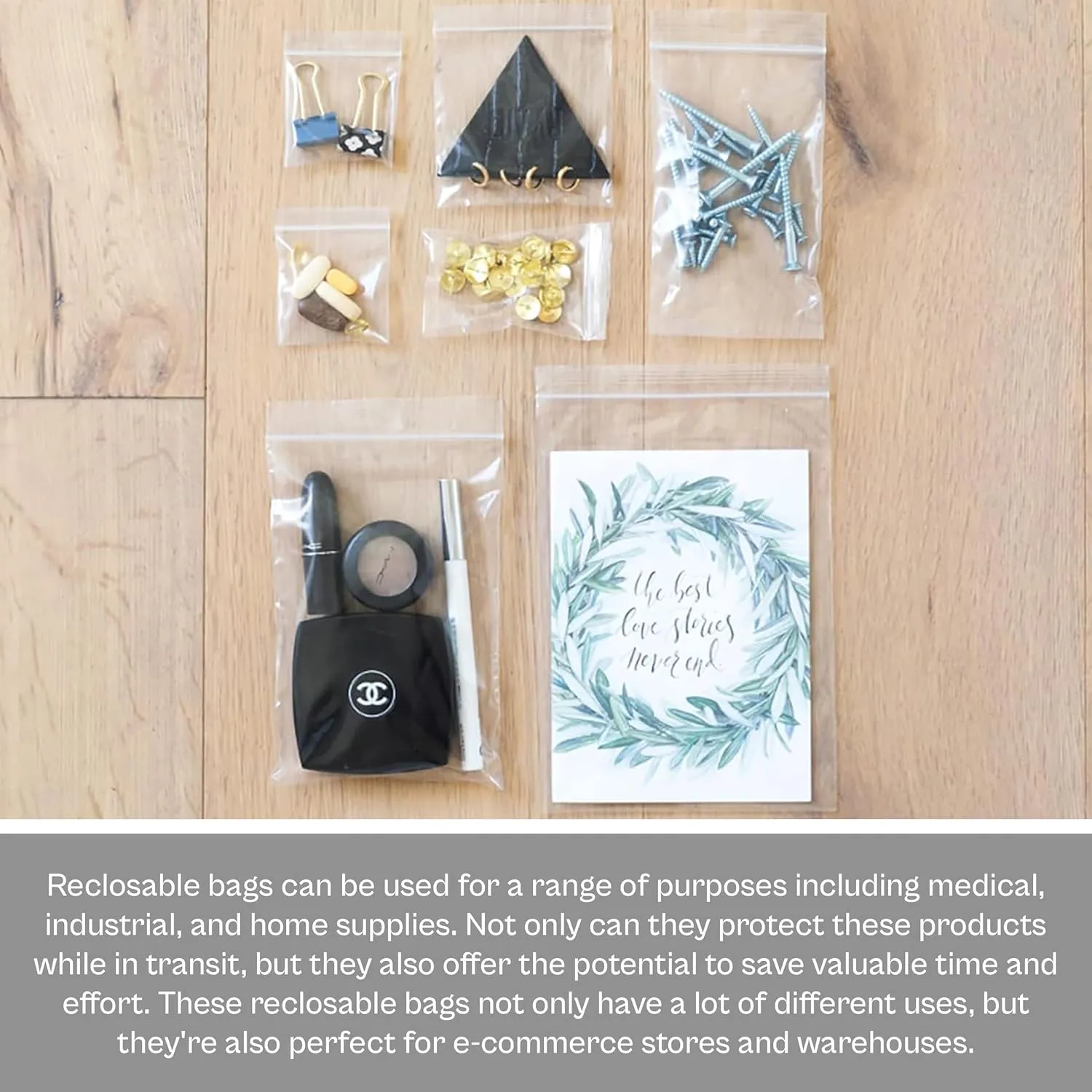 MMBM Resealable Poly Bag, 6x12 Inch, 1000 Pack, 4 Mil, Clear, Lock Seal Zipper, Reclosable Zip Plastic Baggies