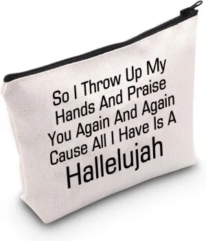 MNIGIU Praise The Lord Makeup Bag Hallelujah Gift Religious Faith Gift Bible Lyrics Inspired Cosmetic Bag Christian Gift